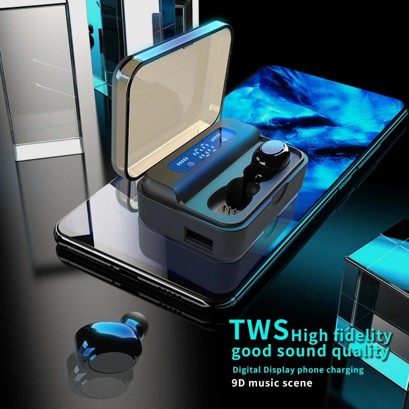 TWS 5,0 Bluetooth наушники светодиодный дисплей 2200 мАч беспроводные наушники водонепроницаемые спортивные беспроводные Bluetooth гарнитуры для телефона