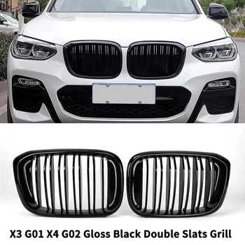 

Front Bumper Kidney Grill Replacement Dual Slat Grilles for BMW X3 G01 X4 G02 2018-2020(Gloss Black)X3 Grill X4 Grill