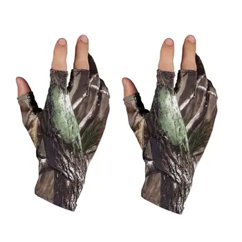 

Fingerless Hunting Fishing Camo Gel Glove Camouflage Comfortable Anti Slip Elastic Fishing Gloves Skidproof Nonslip For Men/Wome