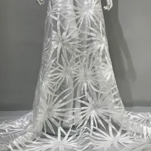 Белая вышитая кружевная ткань с блестками, свадебная сетка из органзы