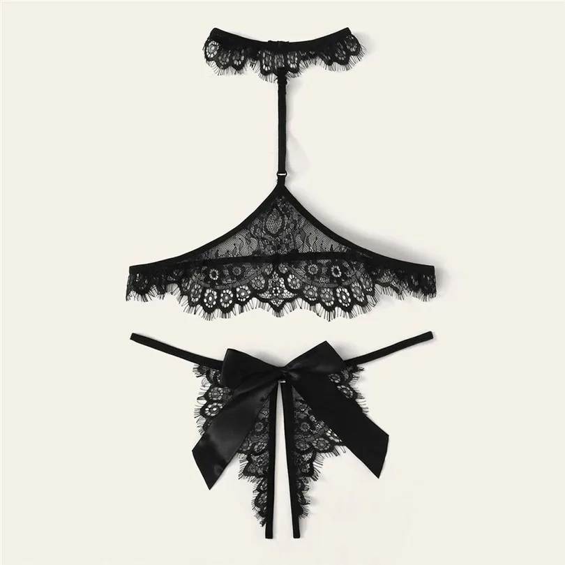 Solid Bras For Women Sexy Women Lace Bra Set Bandage Erotic Lingerie Tops+Briefs Soutien Gorge Sexy Erotique 30NOV125