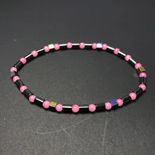 Лидер продаж, Европейский и американский стиль, AB Цвет, гематит, прямой браслет, эластичность, ручная работа, браслет из бисера, розовый кристалл, ножной браслет