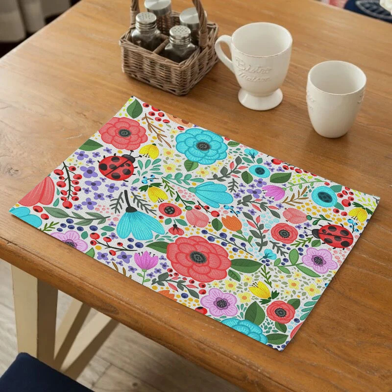 

Fuwatacchi Tableware Mats Pads Country Flower Placemat Table Mat Pad Placemats Double Thick Mat Table Mats Tea Party Decorations