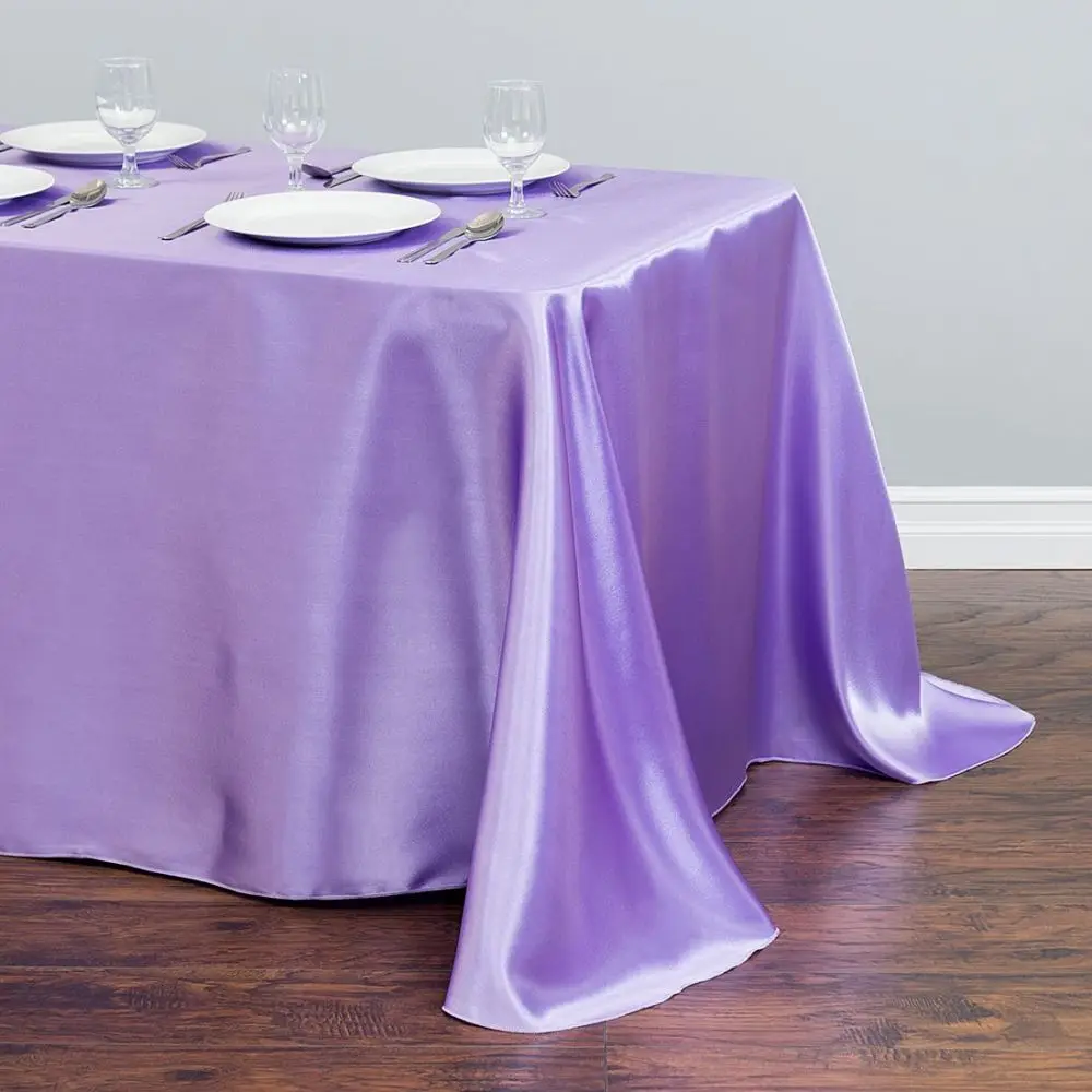 1 шт. прямоугольная атласная Скатерть, накладки на стол, свадебные украшения, Банкетный обеденный стол, покрытие на год, Рождество, скатерть - Цвет: Light purple