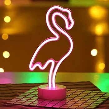 

Flamingo Neon Signs LED Neon Light Sign with Holder Base for Party Wedding Living Room for Party Table Decoration Kids gifts
