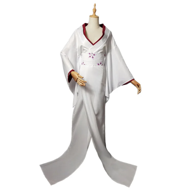 Демон убийца Kimetsu No Yaiba паук Руи мать кимоно головной убор Набор длинный Серебряный парик косплей костюм для женщин Хэллоуин наряд для вечеринки - Цвет: Costume