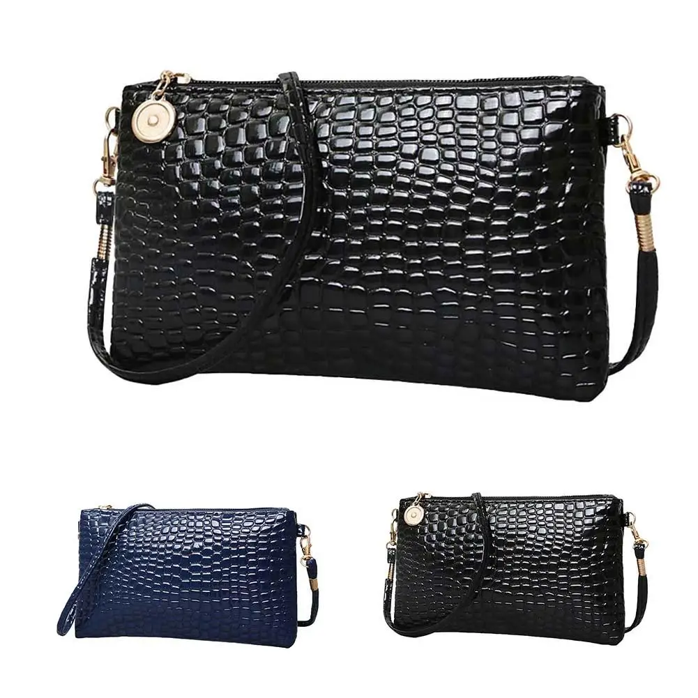 

Girls Coin Purse Wallets Crocodiles Pattern Solid Color Zipper Crossbody Shoulder Bag Phone Holder Messenger Money Bags