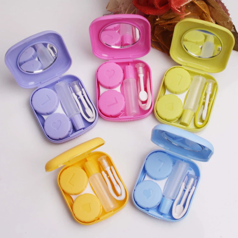 Contact Lens Case Lymouko Lovely Pocket Mini Contact Lens Case Travel Kit Easy Carry Mirror Lenses Box Container contact lens case