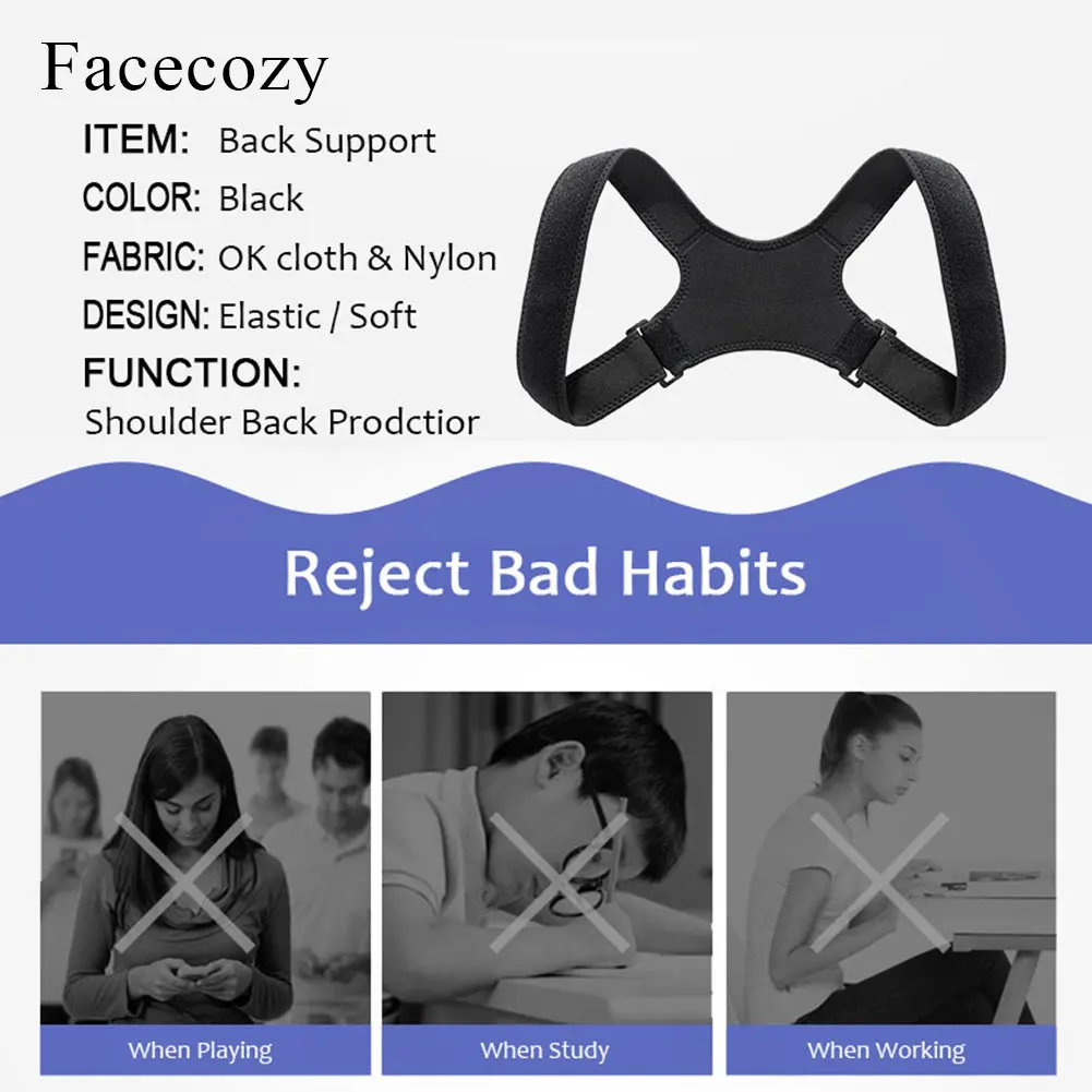 Facecozy Корректор Осанки Плечо поддержка спины позвоночник бандаж Регулируемая осанка ключица позвоночника верхняя поясничная коррекция пояса