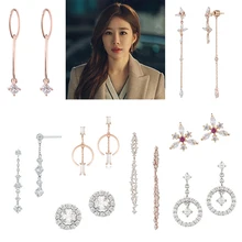 MENGJIQIAO Корейский ТВ звезда элегантный микро мощеный Цветок Луна длинные кисточки серьги для женщин девушек Блестящий Циркон Pendientes