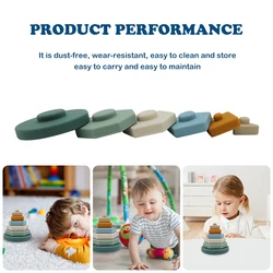 Ensemble de 6 anneaux de construction en Silicone souple, jouets éducatifs Montessori pour bébés de 6 à 12 mois 
