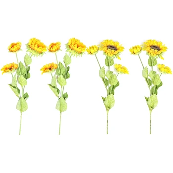 

Retail 4 Bunches of Sunflower Artificial Flower Fake Flower Wedding Holding Silk Flower Home Decoration
