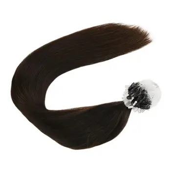 

Micro Ring Hair Extensions #2 Darkest Brown Natural Straight Machine Remy Human Hair 14-24inch Solid Color Micro Link 1g/1s 50g