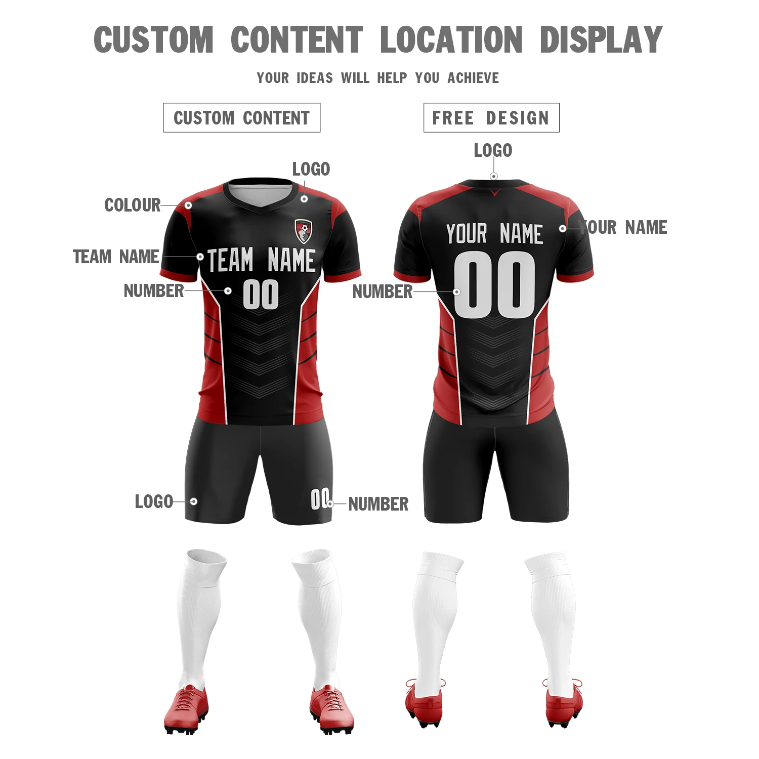 Wholesale Custom Soccer Jersey Suit Personality Printing Player Name Number Soccer Shirts Game Training Clothes Men/Women/Youth