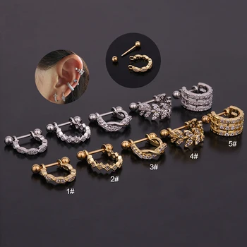 

1pcs Cool Punk Crystal Stud Earrings For Women Men's Hoop Piercing Round Earrings Ear Studs Lip Hoop Rings Jewelry
