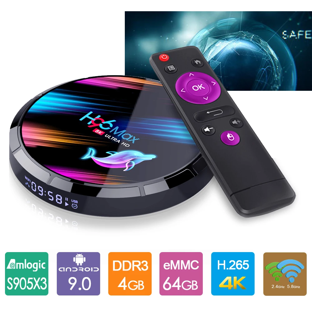 H96 MAX X3 4K 8K медиаплеер Android 9 0 Smart TV Box S905X3 четырехъядерный ТВ-приставка с поддержкой