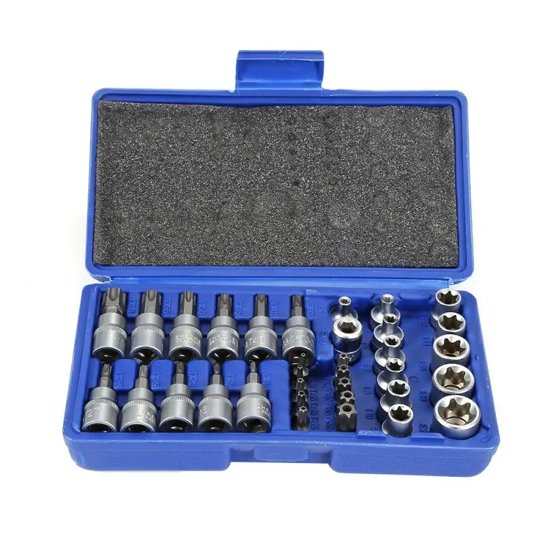 

34PC Pressure Batch Sleeve Group Sets SleeveHead Machine Motor Repairing Tool Socket Set Wrench Female Torx Male Accessories HWC