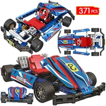

City Snowmobile Blue Kart Car Bricks DIY Racing Model Puzzle Assembly Building Blocks Educational Toys for Children Gift