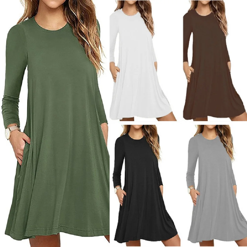 High Quality Fashion Women Black Blue Dress Summer Short Sleeve O-Neck Casual Loose Dress Female Street Plus Size Dress Vestidos