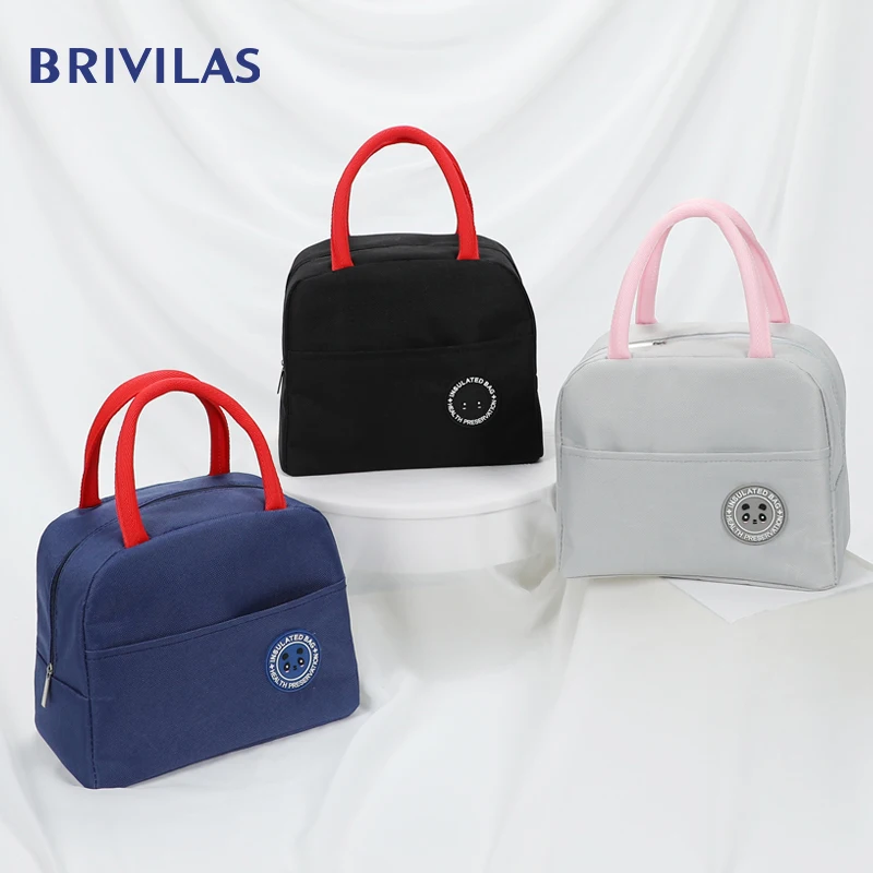 

Brlvilas new hand customizable lunch bag women cooler portable fashion high quality bags High capacity Picnic party black box
