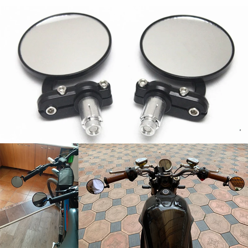 2Pcs Motorrad Hinten Spiegel Motorrad Lenker End Spiegel 22mm für