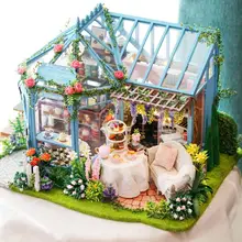 1 Набор кукольный домик мебель DIY деревянная миниатюрная модель пылезащитный чехол Кукольный дом мебель набор Музыка Светодиодный игрушка рождественские подарки игрушки