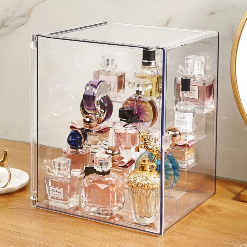 Perfume Storage Box Noble Glass Cosmetics Rack Makeup Display Stand Desktop Organizer Dressing Table Lipstick Holder Royal Style Storage Boxes Bins Aliexpress