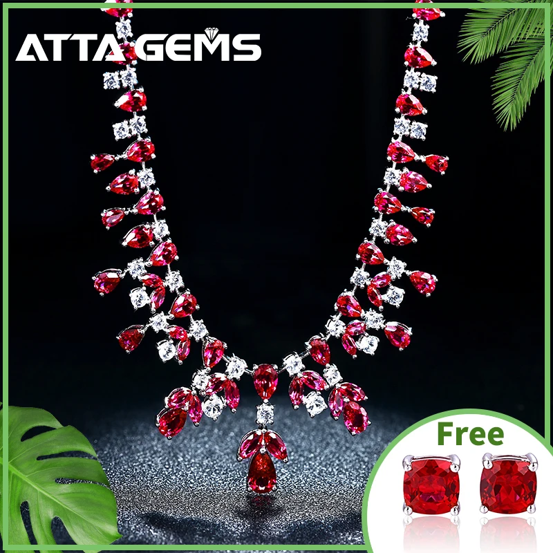 

Ruby Sterling Silver Wedding Pendants for Women Engagement Romantic Classic Style Created Ruby Exquisite Necklace Luxury Jewelry