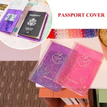 1 шт. блестящее Сердце чехол для паспорта ПВХ прекрасный Корея девушки держатель для паспорта водонепроницаемый для женщин дорожный талон новая сумка для карт