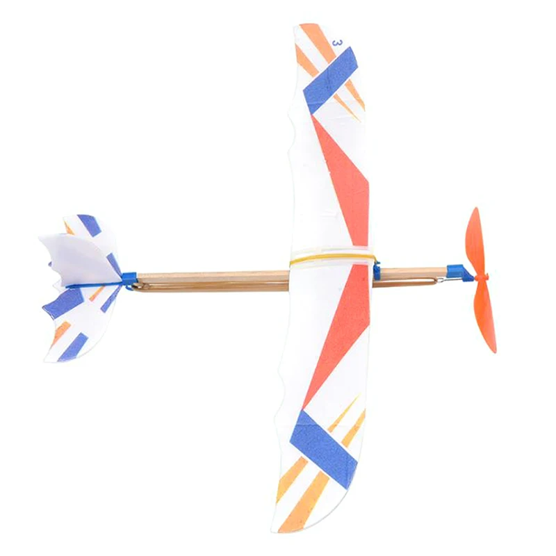 Aviones de planeador volador, banda de goma alimentada, avión volador, modelos de juguete para ensamblaje para niños