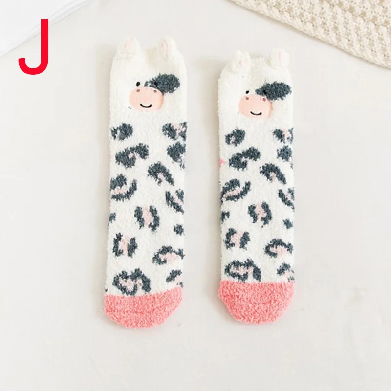 Женские носки с мультяшными животными, Рождественские теплые домашние носки-тапочки с объемными ушками, EIG88 - Цвет: j