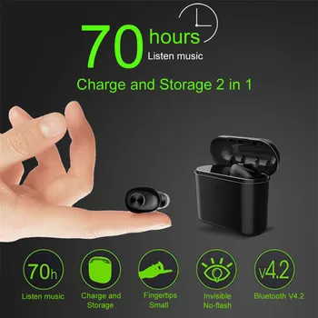 

Lightweight Mini Wireless Bluetooth Earphone Stereo Earbud Headset Portable Charging Storage Box Mic For All Smart phone