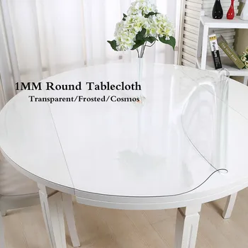 

PVC Glass table cloth soft glass cover table round tablecloth transparent table cover desk cover kitchen table linens mantel 1MM