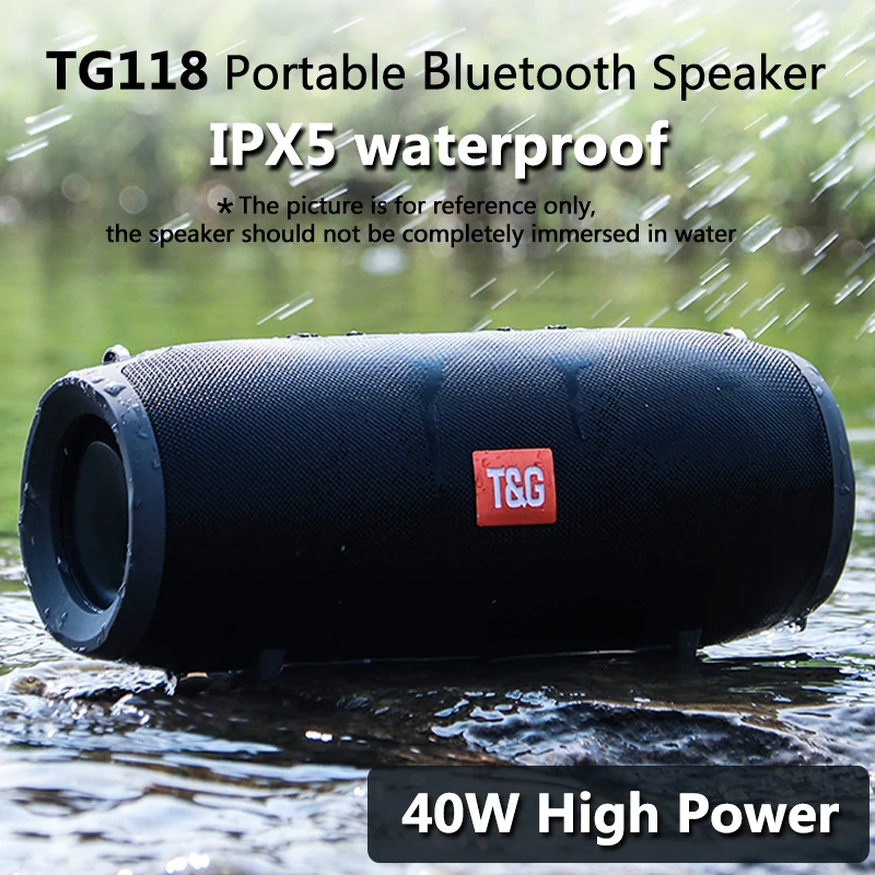 

118 Bluetooth Speaker Wireless Outdoor Stereo BassLoudspeaker USB/TF/FM Radio