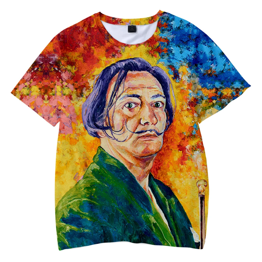 Salvador Dali/Детская футболка с круглым вырезом и принтом летняя модная повседневная футболка с короткими рукавами в стиле Харадзюку Лидер продаж