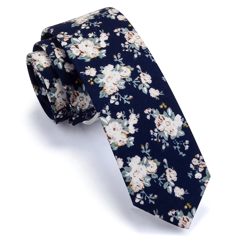 Классический Мужской Хлопковый узкий галстук Ricnais, размер s 6 см, темно-синий, белый, Цветочный, тонкий галстук для мужчин, галстуки с принтом для свадебной вечеринки, аксессуары для костюмов - Цвет: 03
