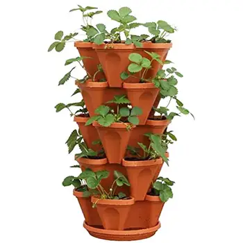 

3 Tier Stackable Strawberry Herb Flower Vegetable Planter Balcony Kitchen Succulent Pots Home Garden Decoration Nursery Pots