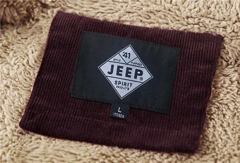 JEEP SPIRIT брендовая зимняя куртка мужская Толстая теплая шерстяная подкладка зимнее пальто Мужская однобортная ветровка Вельветовая мужская куртка