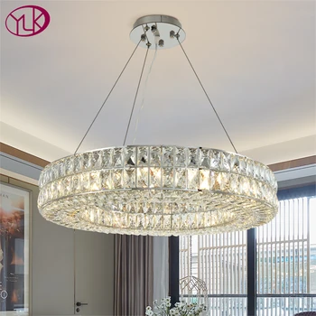 

Youlaike Modern Chandelier Lighting For Dining Room Round Chrome Crystal Lamp Living Room Kitchen Island Suspension LED Lustre