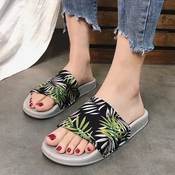 

Women Slides Summer Platform Slippers Women Fashion Shoes Green Leaves Flip Flops Sandals Holiday Beach Slides Zapatillas Mujer