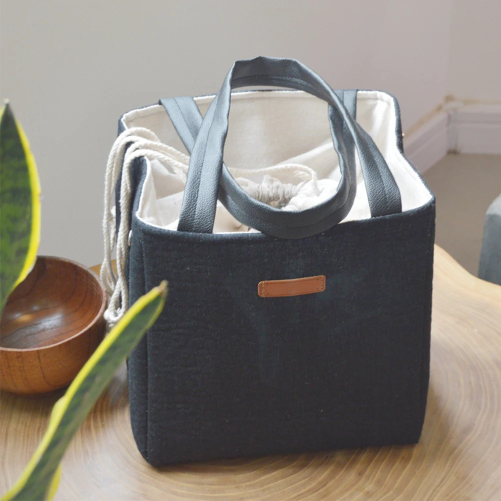 

Waterproof Tote Cotton Linen Wear Resistant Easy Clean Thermal Large Lunch Bag Multipurpose Thicken Grocery Shopping Picnic