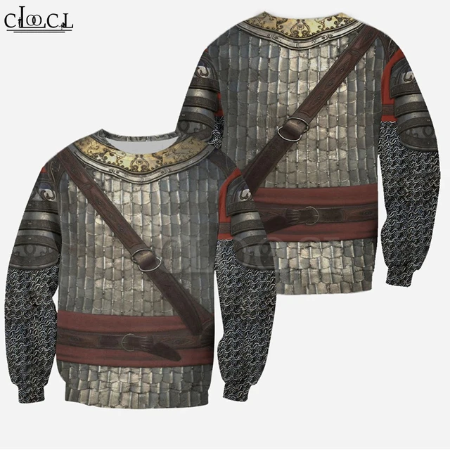 チェーンメイル-男性用3Dプリントの中世の鎧,フード付きスウェット