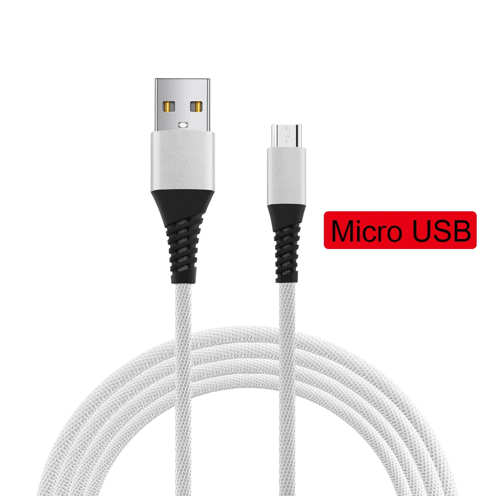 Кабель для быстрой зарядки Micro type-C usb type C USBC Micro USB C кабель для зарядки телефона кабель для передачи данных 2.1A 1 м высокая скорость зарядки - Цвет: White-Micro