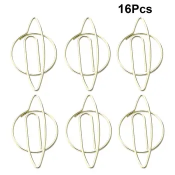 

16pcs Paper Clips Cartoon Shape Design Bookmark Pin Clip for Office School (Planet Shape Golden)