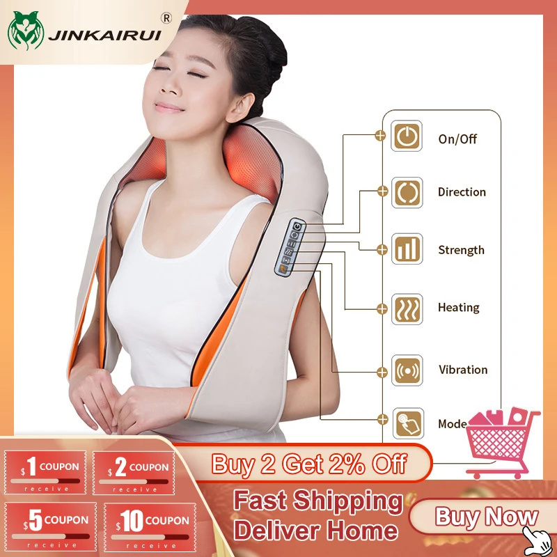 Multifunction U Shape Electrical Shiatsu Back Neck Shoulder Massager Body Infrared Kneading Massager Home Office Cars Massagem