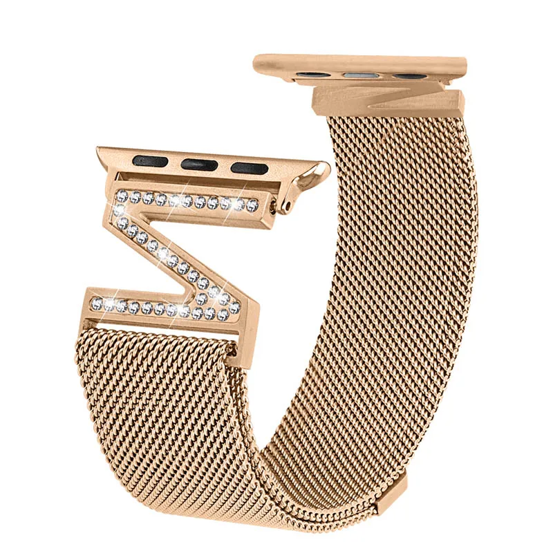 rose-gold Миланская петля Алмазный ремешок для Apple Watch 4 44 мм 40 мм iwatch 4 3 2 1 ремешок 42 мм 38 мм браслет из нержавеющей стали для женщин - Цвет ремешка: rose-gold