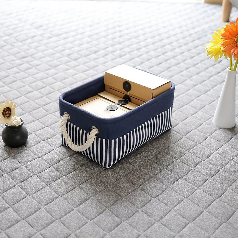Fabric Nautical Basket for Storage,Collapsible Canvas Storage Bins Containers Organizing Basket for Gifts Empty,Shelves, Closet