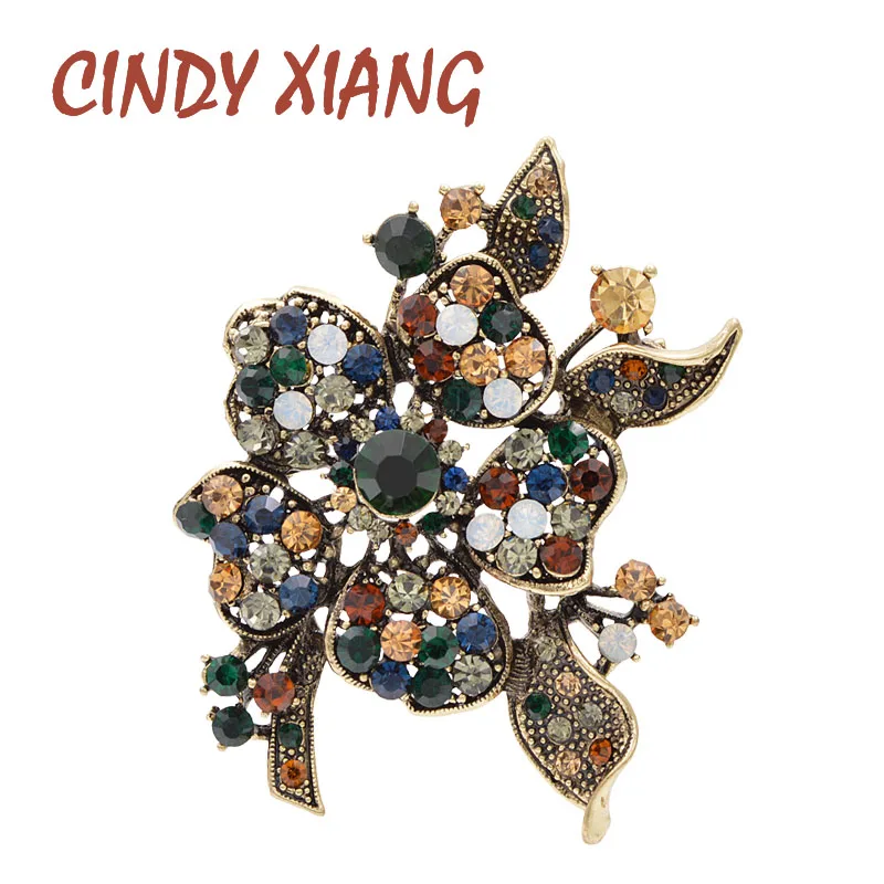 CINDY XIANG Стразы, броши в виде цветка для женщин, большая элегантная Шпилька с растением, винтажное модное ювелирное изделие, 3 цвета, доступно, высокое качество
