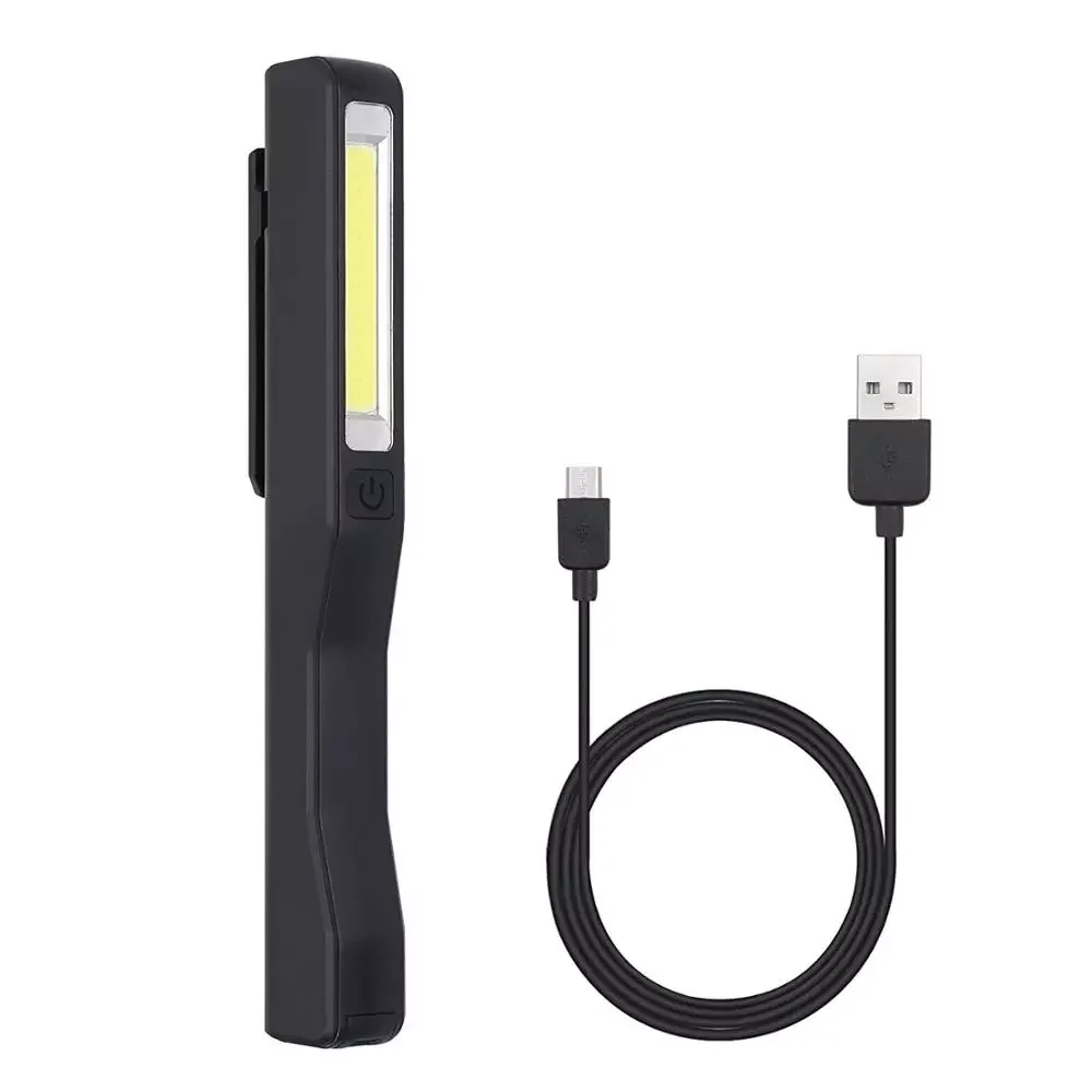 USB Light Pen Flashlight Led Torch Rechargeable Pocket Lamp Mini Cob Inspections