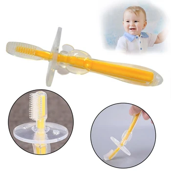

Baby Silicone Milk Toothbrush Kid Teether Clear Massage Silicone Children Healthy Rubber Training Dental Oral Care Brush Tool